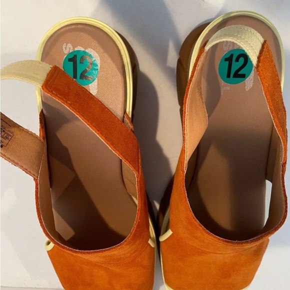 SOREL Women’s 12 Joanie III Slingback Platform Sandals Orange Suede - Picture 10 of 11